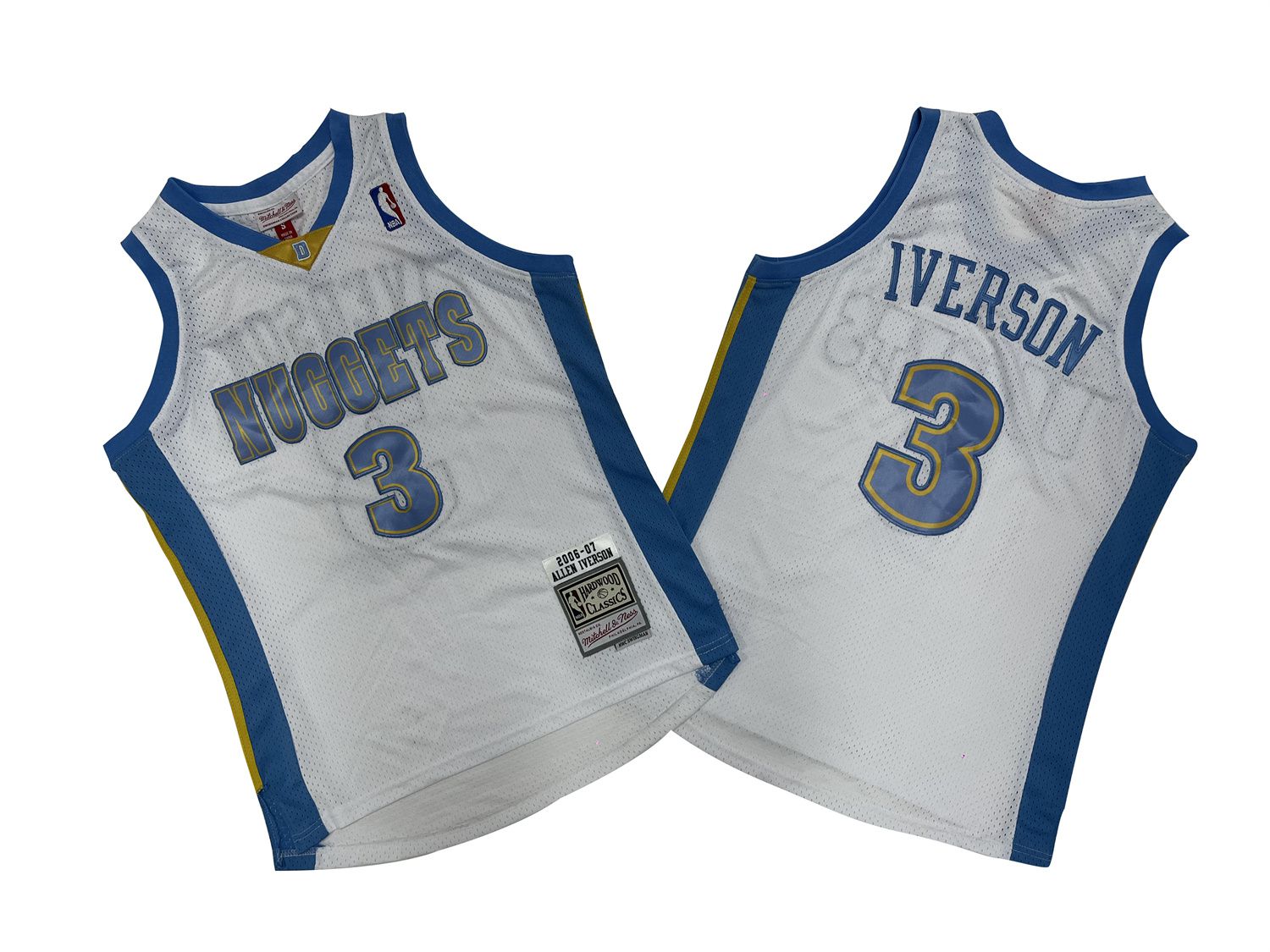 Men Denver Nuggets #3 Iverson White Throwback NBA Jersey->houston rockets->NBA Jersey